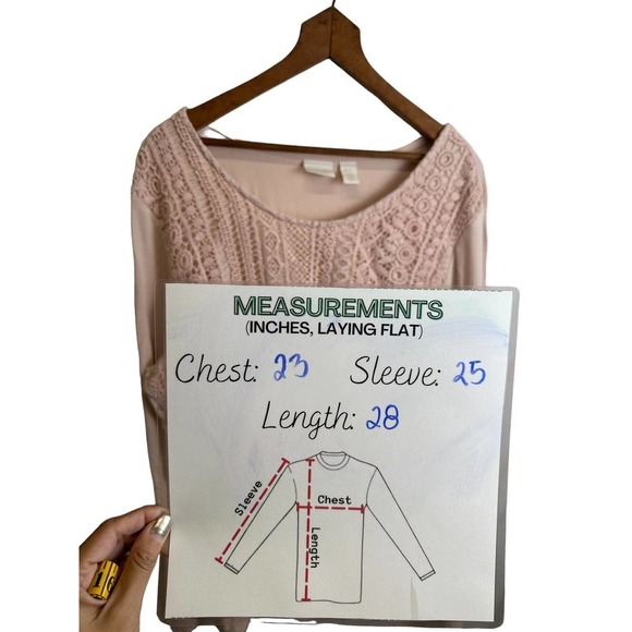 Chico’s Blouse‎ Women’s Sz. XL Cream/Light Pink 3/4 Sleeve, Round Neck - Picture 7 of 9
